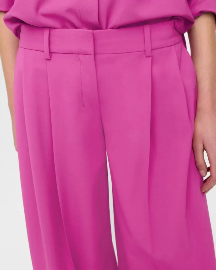 Theory Pleated LowRise Pant In Stretch Wool Carnation Women Pants
