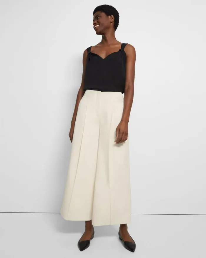 Theory Pleated WideLeg Pant In Admiral Crepe Rice Women Pants