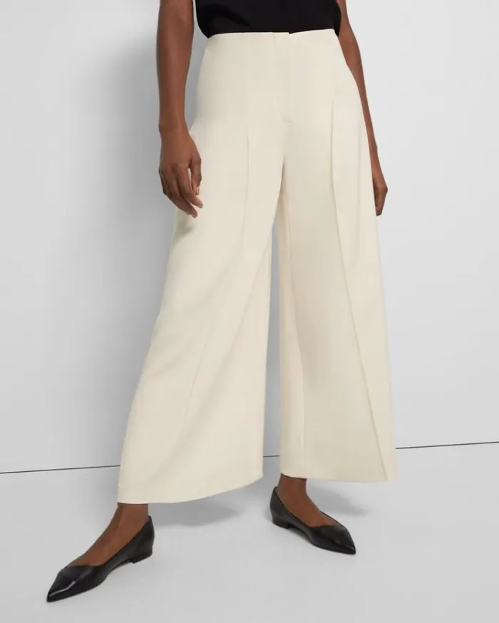 Theory Pleated WideLeg Pant In Admiral Crepe Rice Women Pants