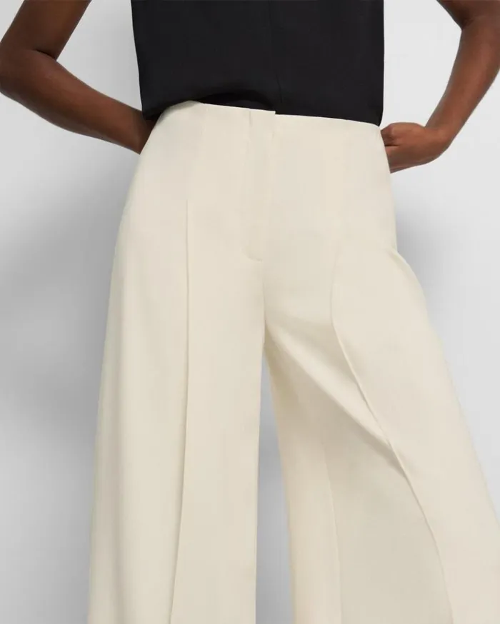 Theory Pleated WideLeg Pant In Admiral Crepe Rice Women Pants