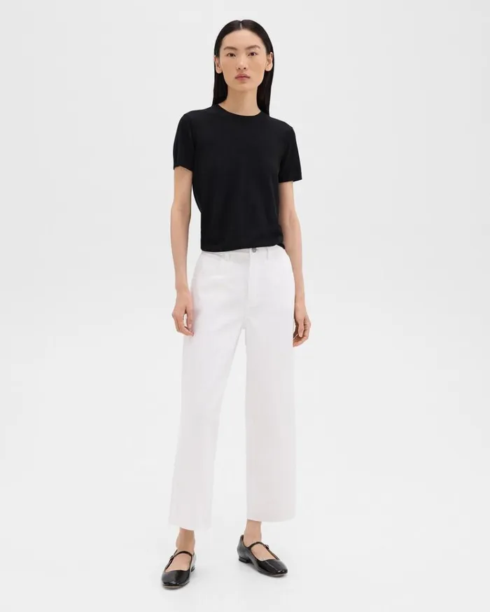 Theory Relaxed Straight Jean In Denim Optic White Women Pants