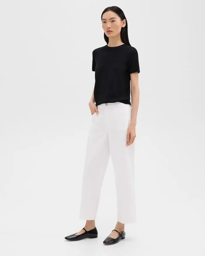 Theory Relaxed Straight Jean In Denim Optic White Women Pants