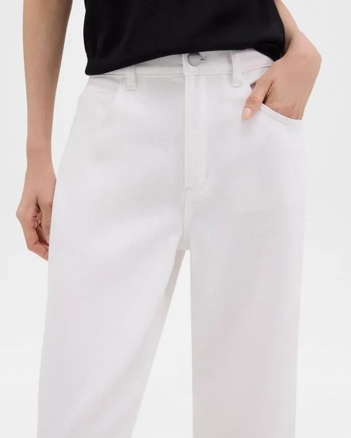Theory Relaxed Straight Jean In Denim Optic White Women Pants
