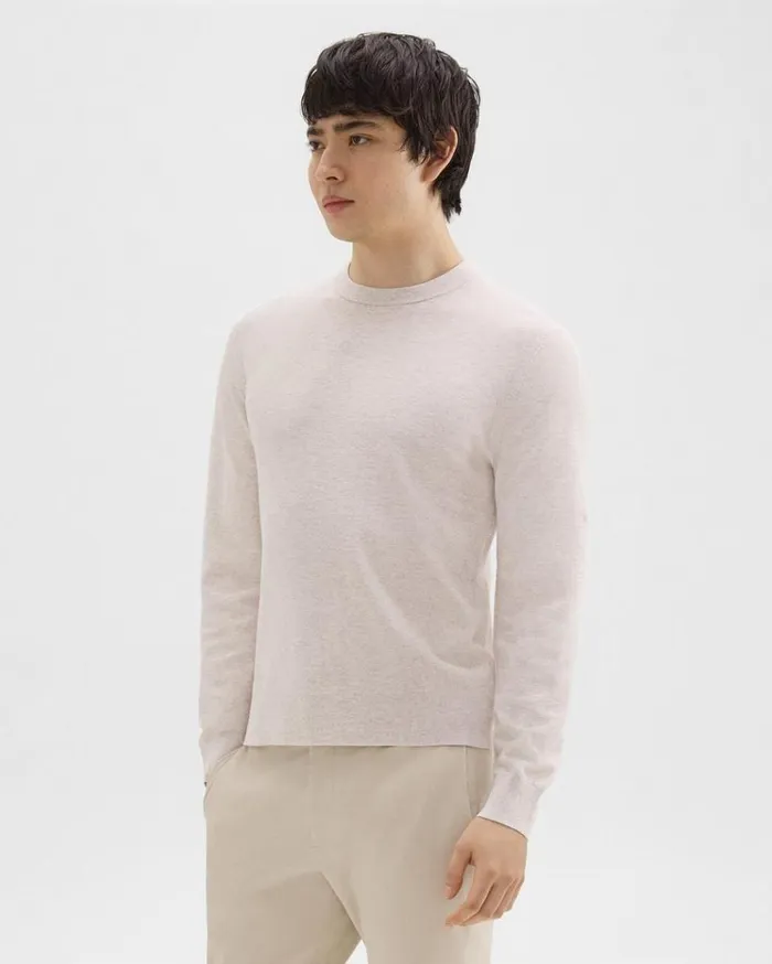 Theory Riland Sweater In Light Bilen Melange Ivory Men Sweaters Cardigans