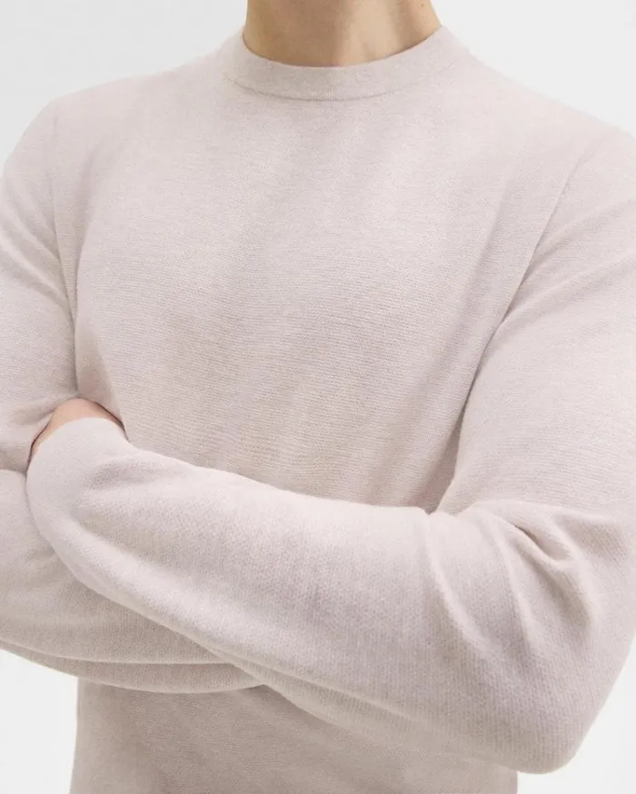 Theory Riland Sweater In Light Bilen Melange Ivory Men Sweaters Cardigans