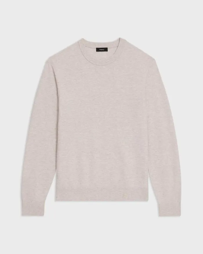 Theory Riland Sweater In Light Bilen Melange Ivory Men Sweaters Cardigans