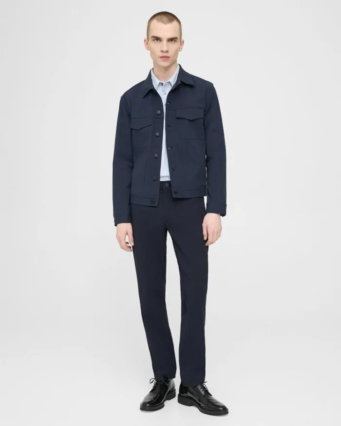 Theory River Trucker Jacket In Neoteric Twill Baltic Men Blazers Jackets Theory River Trucker Jacket In Neoteric Twill Baltic Men Blazers Jackets