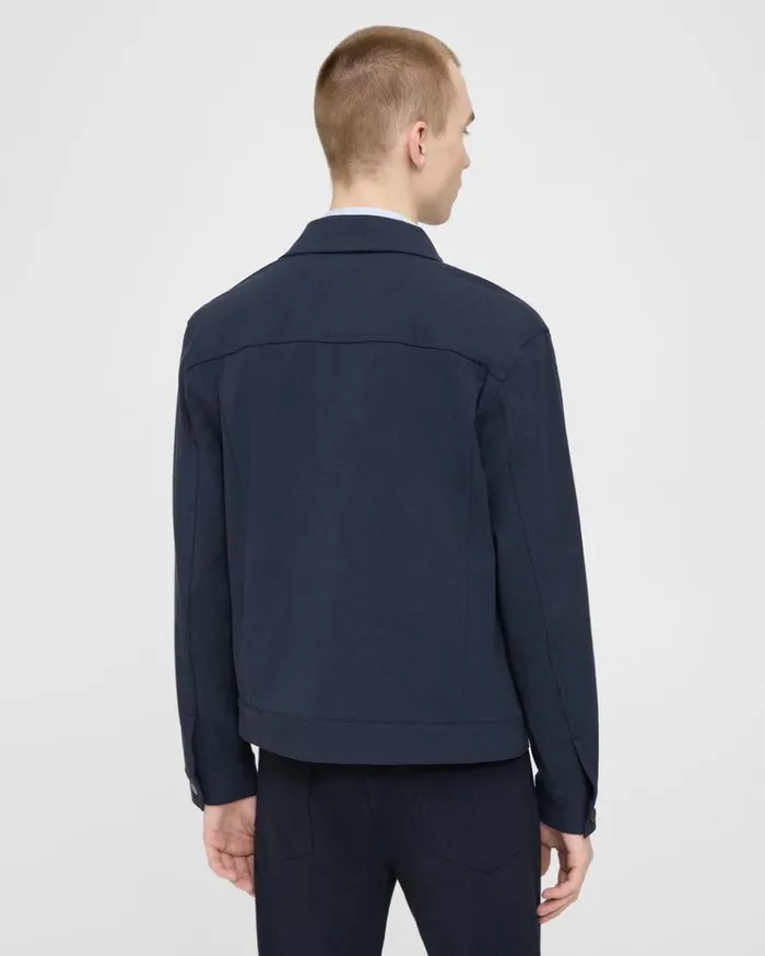 Theory River Trucker Jacket In Neoteric Twill Baltic Men Blazers Jackets Theory River Trucker Jacket In Neoteric Twill Baltic Men Blazers Jackets