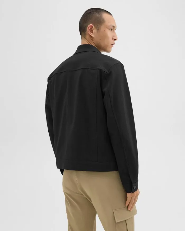 Theory River Trucker Jacket In Neoteric Twill Black Men Outerwear