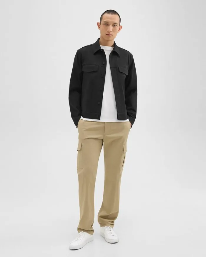 Theory River Trucker Jacket In Neoteric Twill Black Men Outerwear