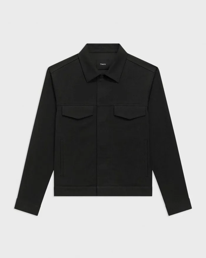 Theory River Trucker Jacket In Neoteric Twill Black Men Outerwear