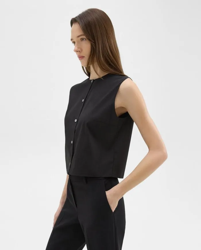 Theory Shell Top In Good Cotton Black Women Tops