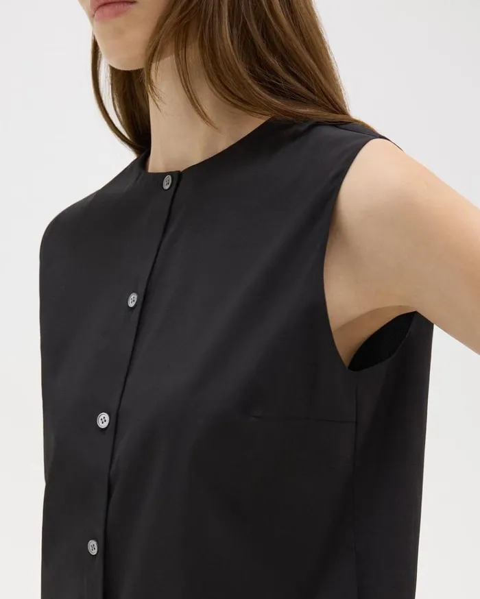 Theory Shell Top In Good Cotton Black Women Tops