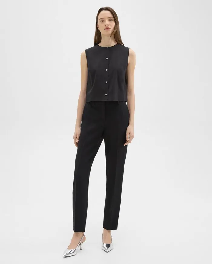 Theory Shell Top In Good Cotton Black Women Tops