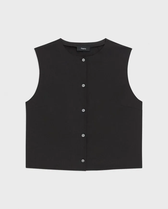 Theory Shell Top In Good Cotton Black Women Tops
