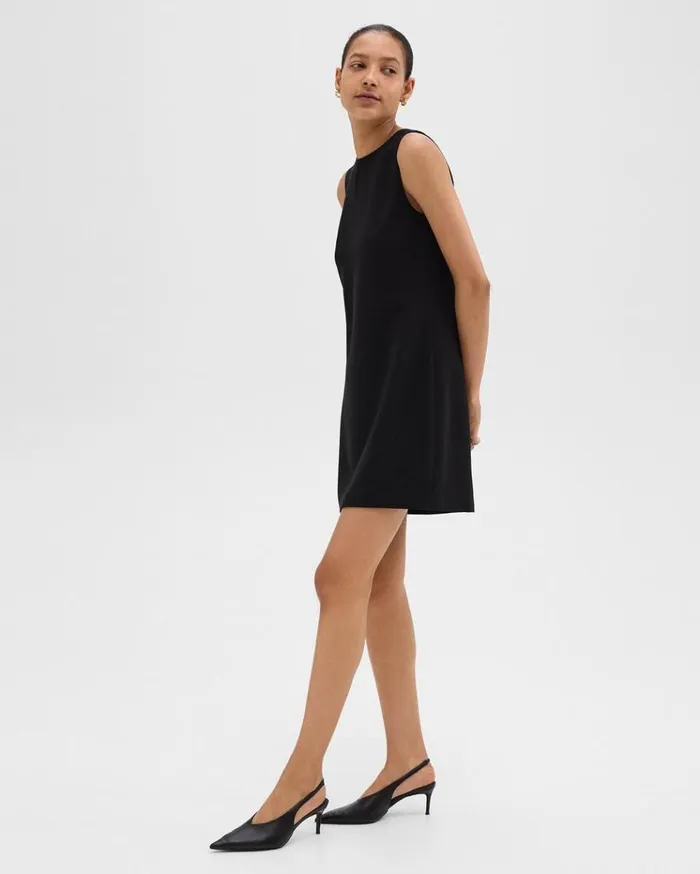 Theory Shift Dress In Admiral Crepe Black Women Dresses
