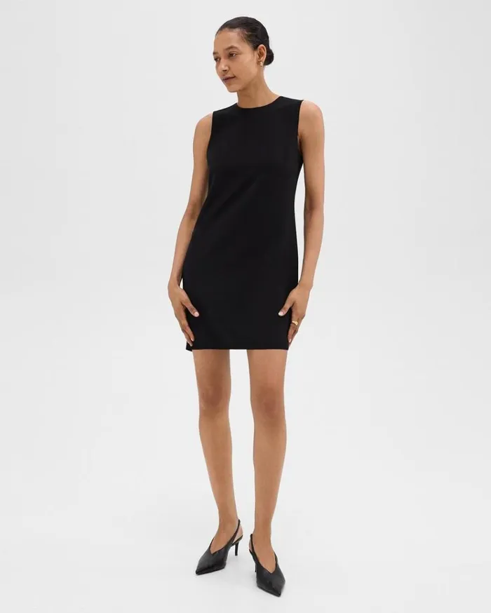 Theory Shift Dress In Admiral Crepe Black Women Dresses