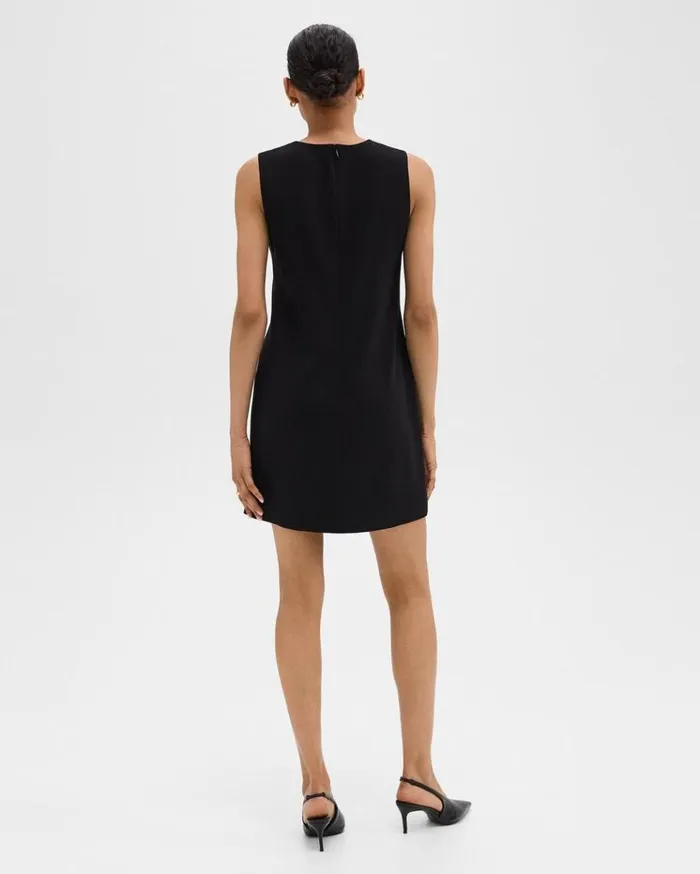 Theory Shift Dress In Admiral Crepe Black Women Dresses