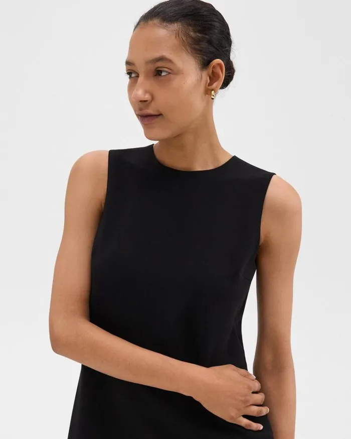 Theory Shift Dress In Admiral Crepe Black Women Dresses