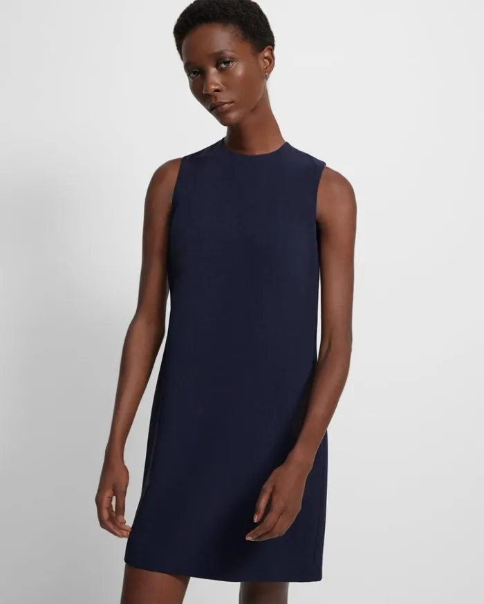 Theory Shift Dress In Admiral Crepe Nocturne Navy Women Dresses