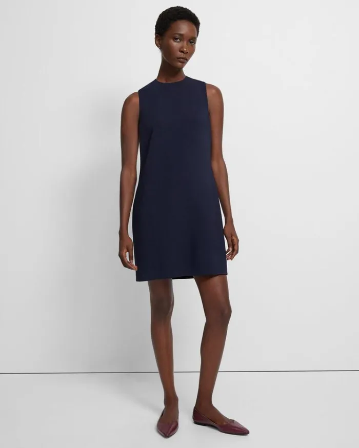 Theory Shift Dress In Admiral Crepe Nocturne Navy Women Dresses