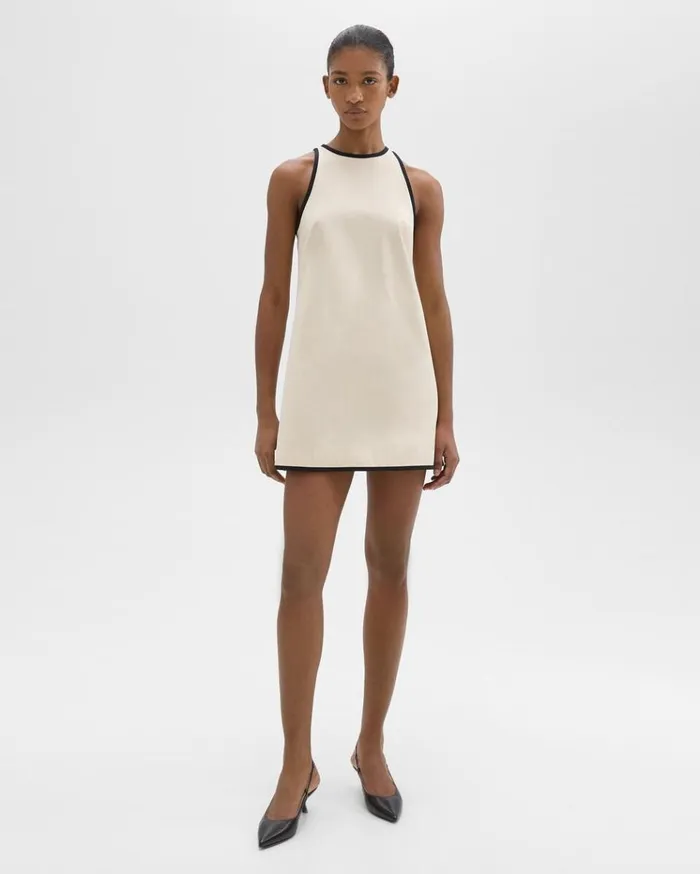 Theory Shift Dress In Organic Cotton Sandblack Women Dresses