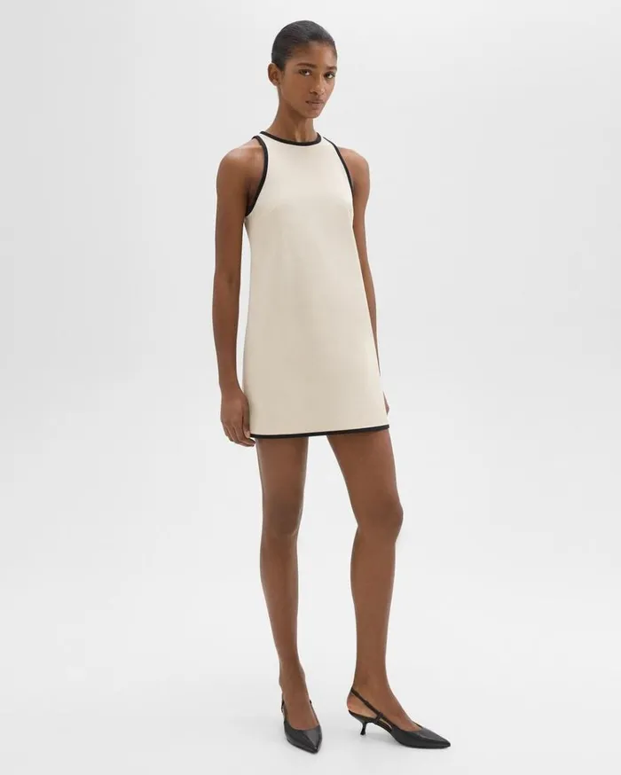 Theory Shift Dress In Organic Cotton Sandblack Women Dresses Theory Shift Dress In Organic Cotton Sandblack Women Dresses
