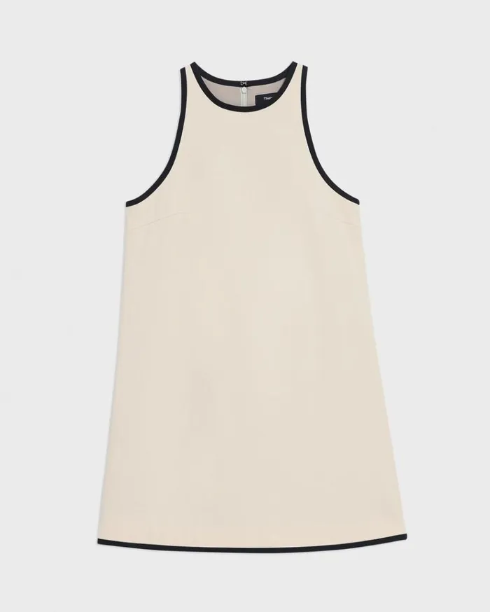 Theory Shift Dress In Organic Cotton Sandblack Women Dresses Theory Shift Dress In Organic Cotton Sandblack Women Dresses