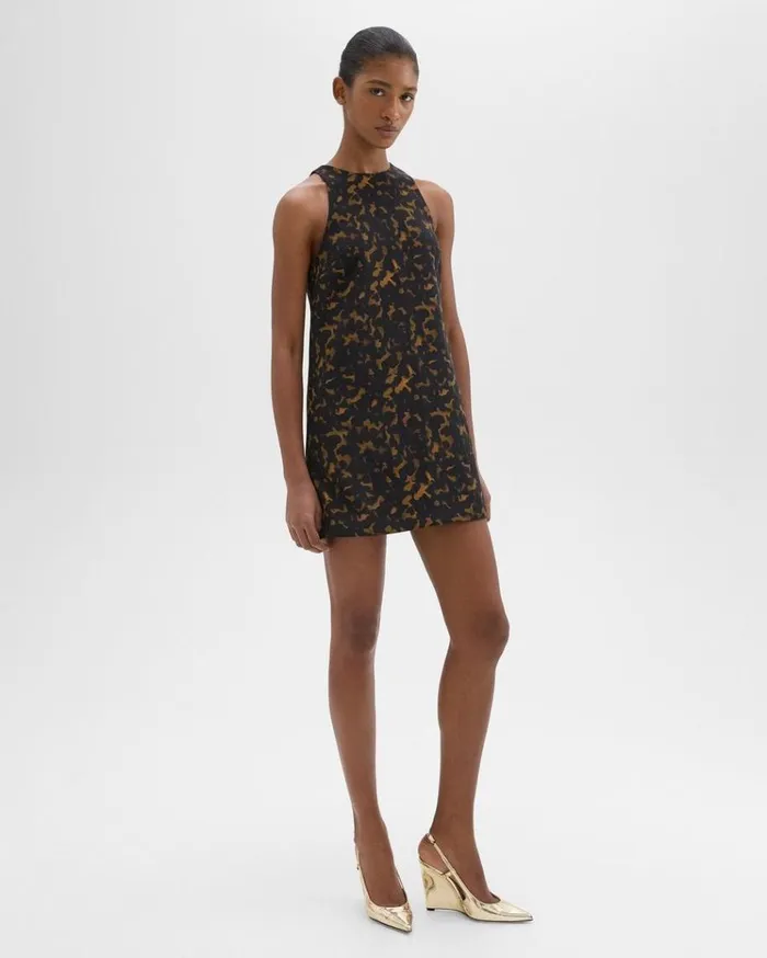 Theory Shift Dress In Tortoiseshell Printed Crepe Dark Brown Multi Women Dresses Theory Shift Dress In Tortoiseshell Printed Crepe Dark Brown Multi Women Dresses