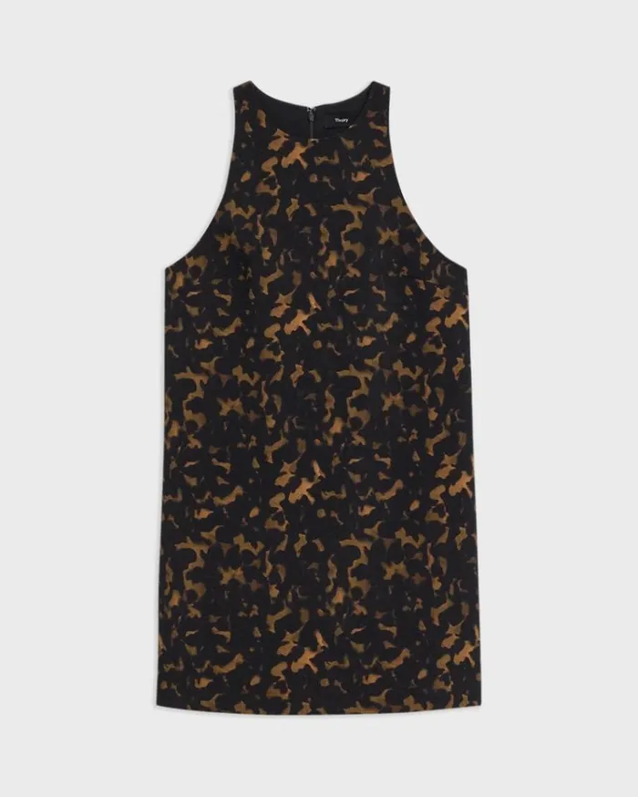 Theory Shift Dress In Tortoiseshell Printed Crepe Dark Brown Multi Women Dresses Theory Shift Dress In Tortoiseshell Printed Crepe Dark Brown Multi Women Dresses