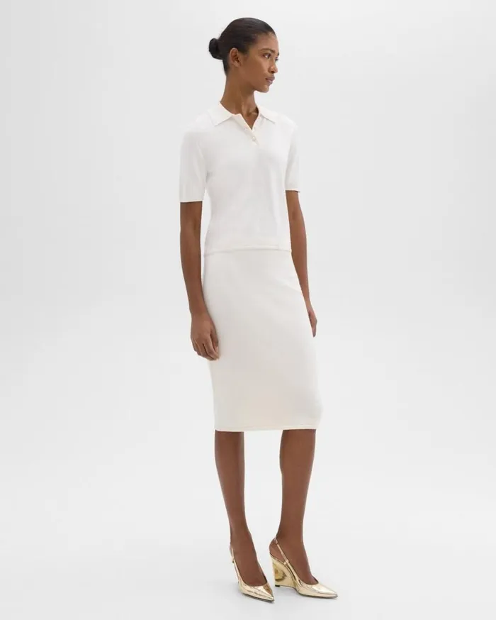 Theory Slim Pencil Skirt In Regal Wool New Ivory Women Skirts