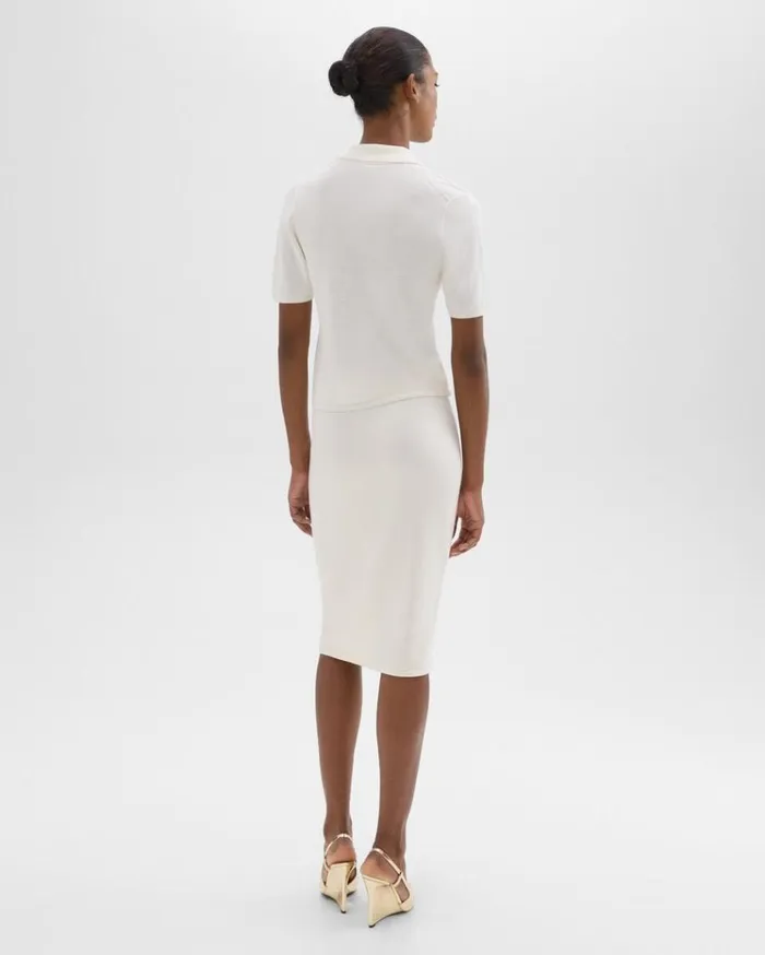 Theory Slim Pencil Skirt In Regal Wool New Ivory Women Skirts