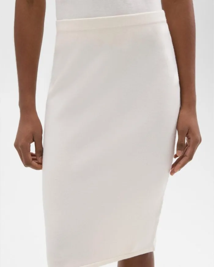 Theory Slim Pencil Skirt In Regal Wool New Ivory Women Skirts