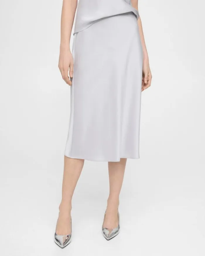 Theory Slip Skirt In Satin Silver Women Skirts Theory Slip Skirt In Satin Silver Women Skirts