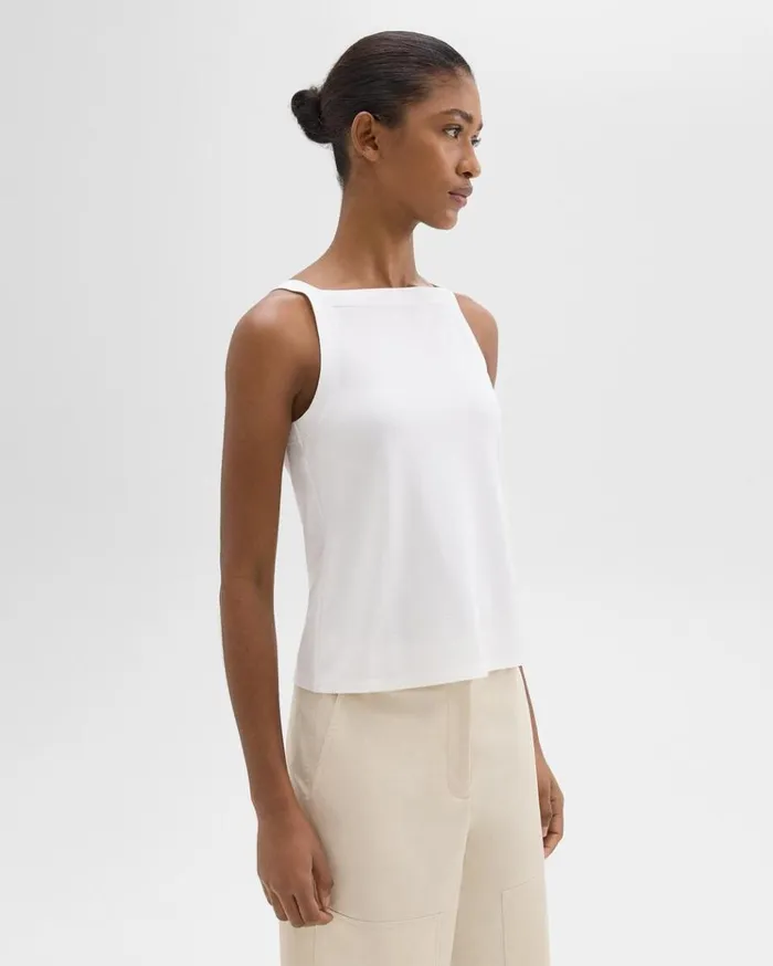 Theory Square Neck Tank In Interlock Knit White Women TShirts Tank Tops Theory Square Neck Tank In Interlock Knit White Women TShirts Tank Tops