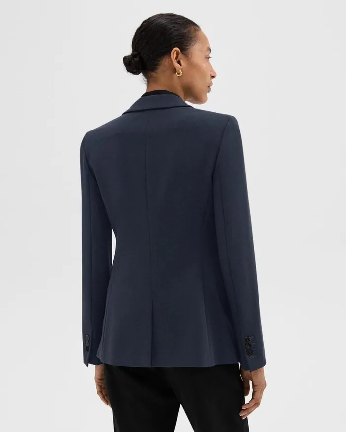Theory Staple Blazer In Admiral Crepe Nocturne Navy Women Suits