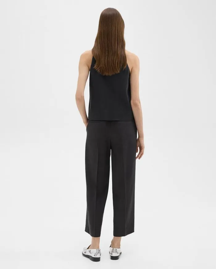Theory Straight PullOn Pant In LinenViscose Black Women Pants Theory Straight PullOn Pant In LinenViscose Black Women Pants