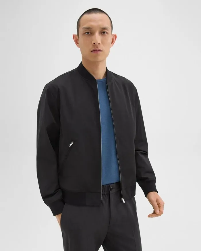 Theory Tailored Bomber Jacket In Foundation Twill Black Men Outerwear