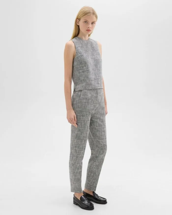 Theory Tapered Slim Pant In Canvas Tweed Black Multi Women Pants Theory Tapered Slim Pant In Canvas Tweed Black Multi Women Pants