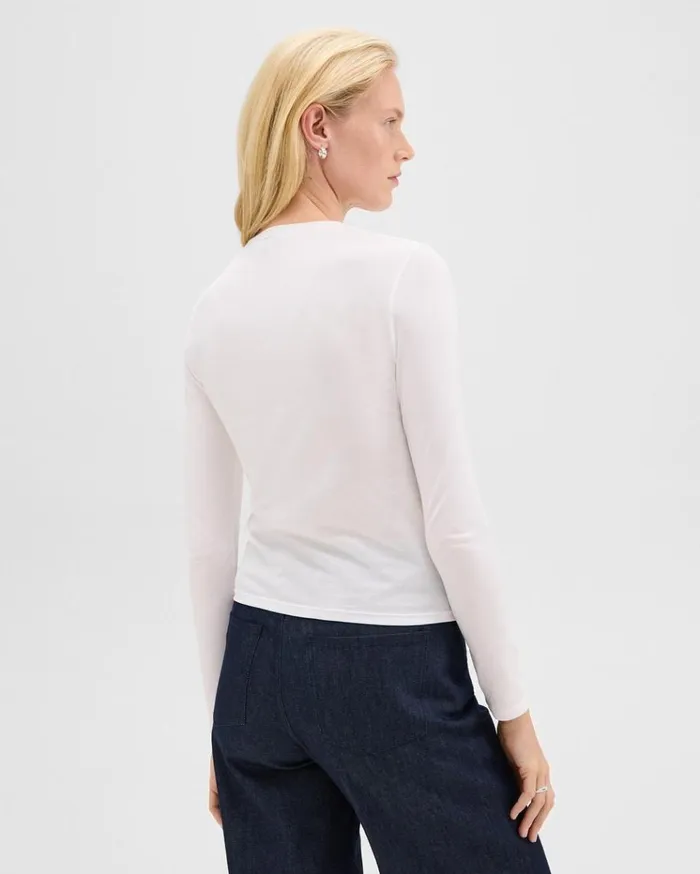Theory Tiny LongSleeve Tee In Organic Cotton White Women TShirts Tank Tops Theory Tiny LongSleeve Tee In Organic Cotton White Women TShirts Tank Tops