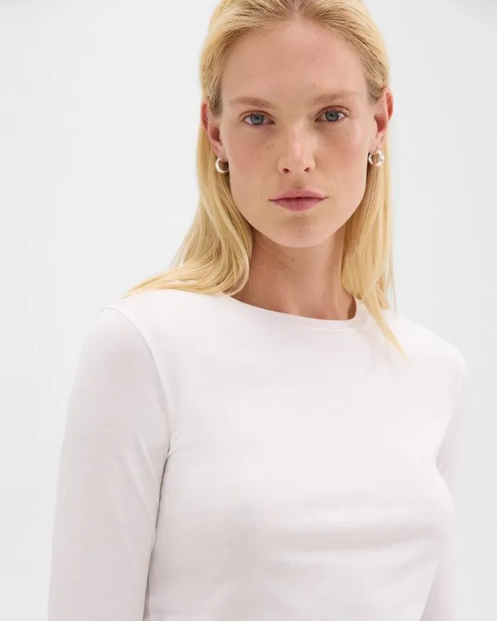 Theory Tiny LongSleeve Tee In Organic Cotton White Women TShirts Tank Tops Theory Tiny LongSleeve Tee In Organic Cotton White Women TShirts Tank Tops