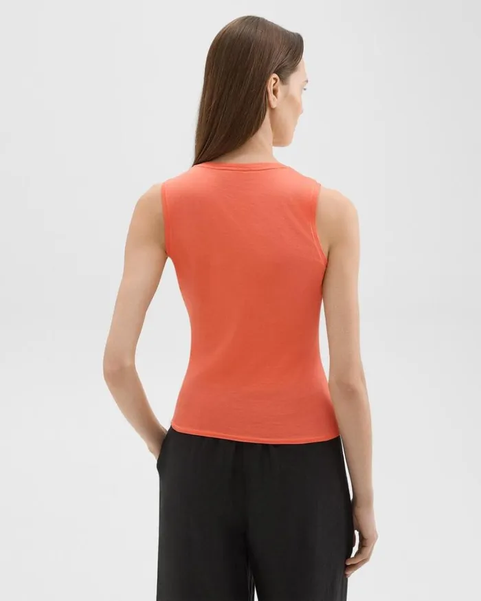 Theory Tiny Tank In Organic Cotton Bright Coral Women TShirts Tank Tops Theory Tiny Tank In Organic Cotton Bright Coral Women TShirts Tank Tops