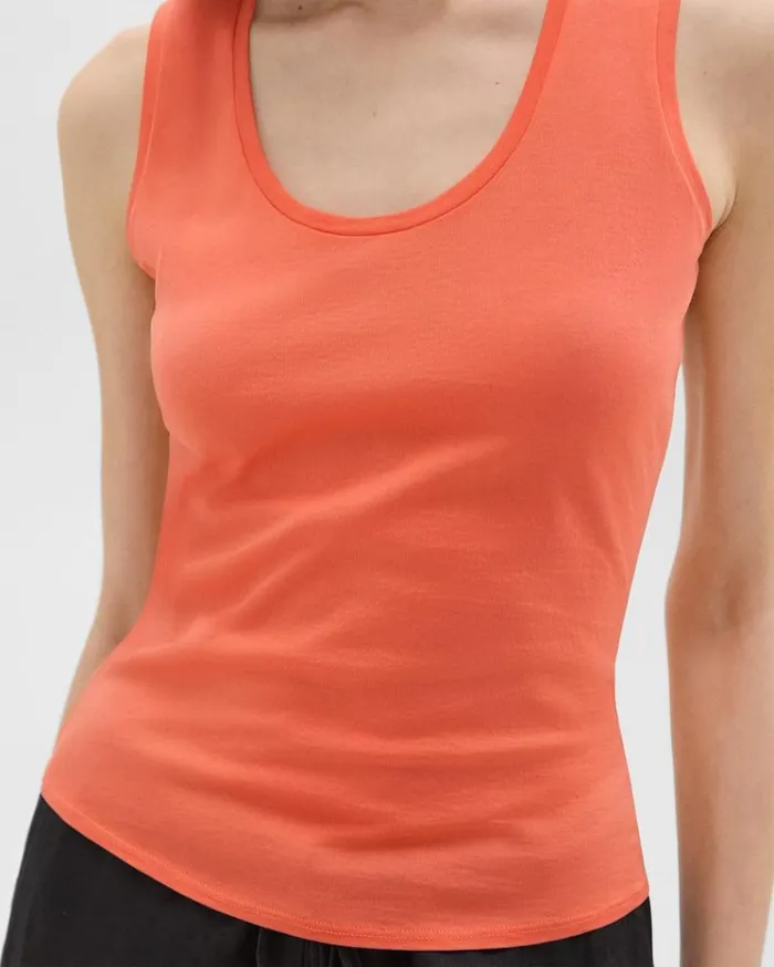 Theory Tiny Tank In Organic Cotton Bright Coral Women TShirts Tank Tops Theory Tiny Tank In Organic Cotton Bright Coral Women TShirts Tank Tops
