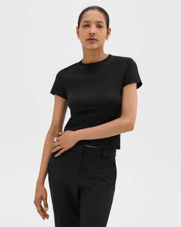 Theory Tiny Tee In Organic Cotton Black Women TShirts Tank Tops