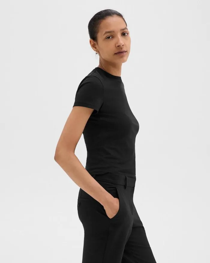 Theory Tiny Tee In Organic Cotton Black Women TShirts Tank Tops Theory Tiny Tee In Organic Cotton Black Women TShirts Tank Tops