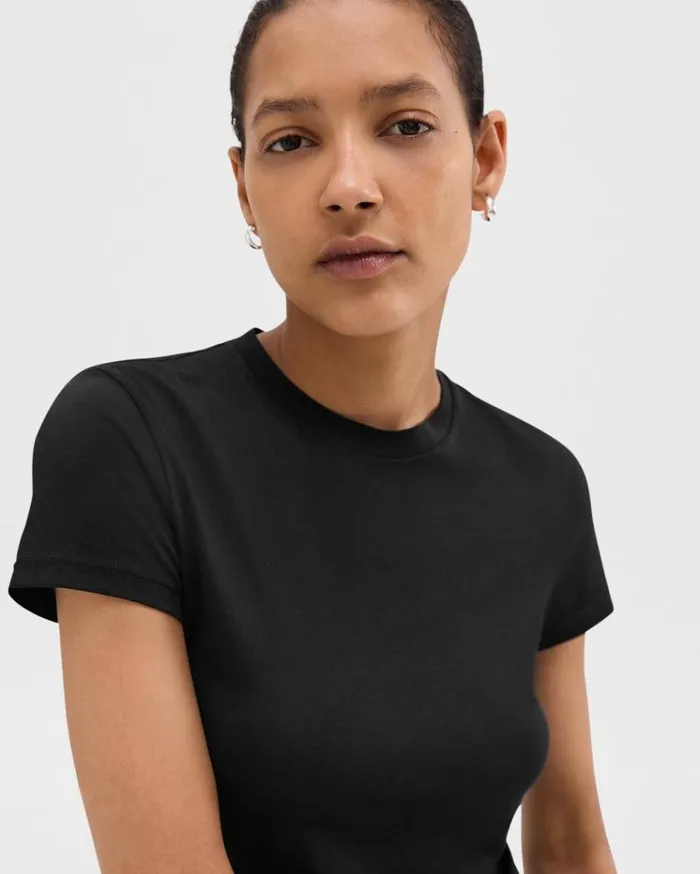 Theory Tiny Tee In Organic Cotton Black Women TShirts Tank Tops Theory Tiny Tee In Organic Cotton Black Women TShirts Tank Tops