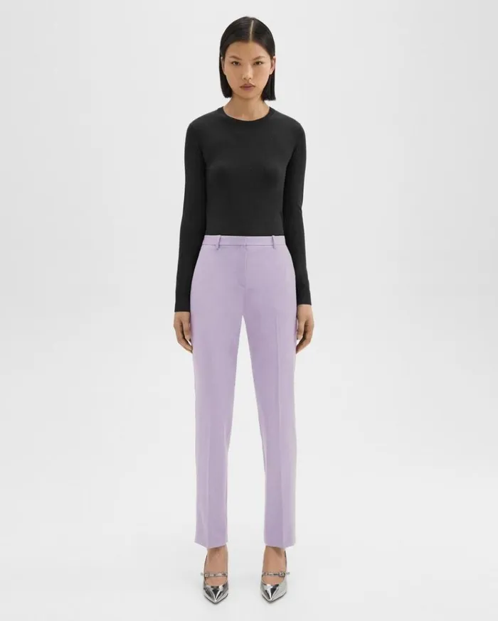 Theory Treeca Full Length Pant In Good Wool Lilac Sky Women Pants