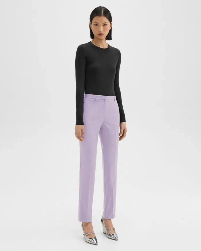 Theory Treeca Full Length Pant In Good Wool Lilac Sky Women Pants