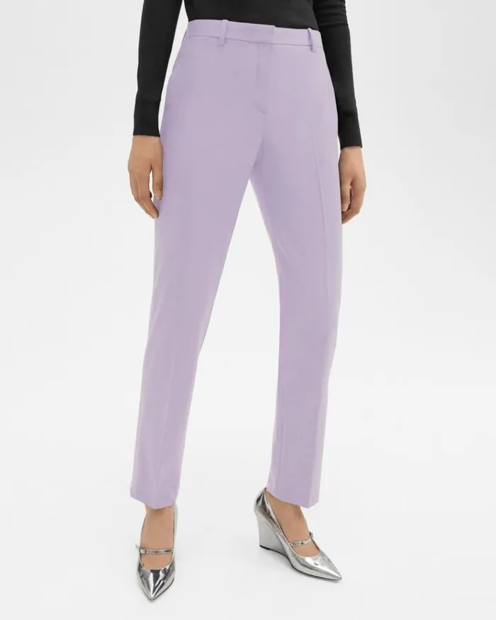 Theory Treeca Full Length Pant In Good Wool Lilac Sky Women Pants