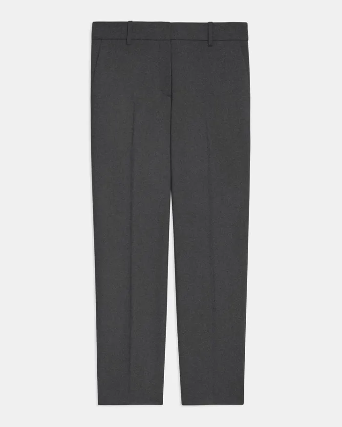 Theory Treeca Pant In Good Wool Deep Green Women Pants
